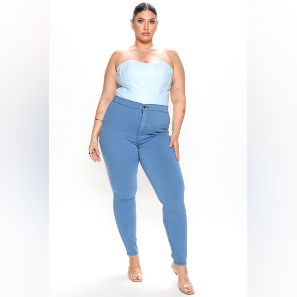 Fashion Nova Tall Super High Waist Denim Skinnies - Medium Blue Wash (14)